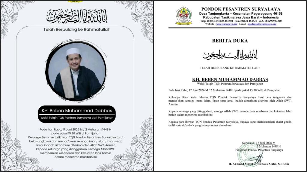 Duka Selimuti TQN Suryalaya Tasikmalaya, Wakil Talqin KH Beben Muhammad Dabbas Wafat
