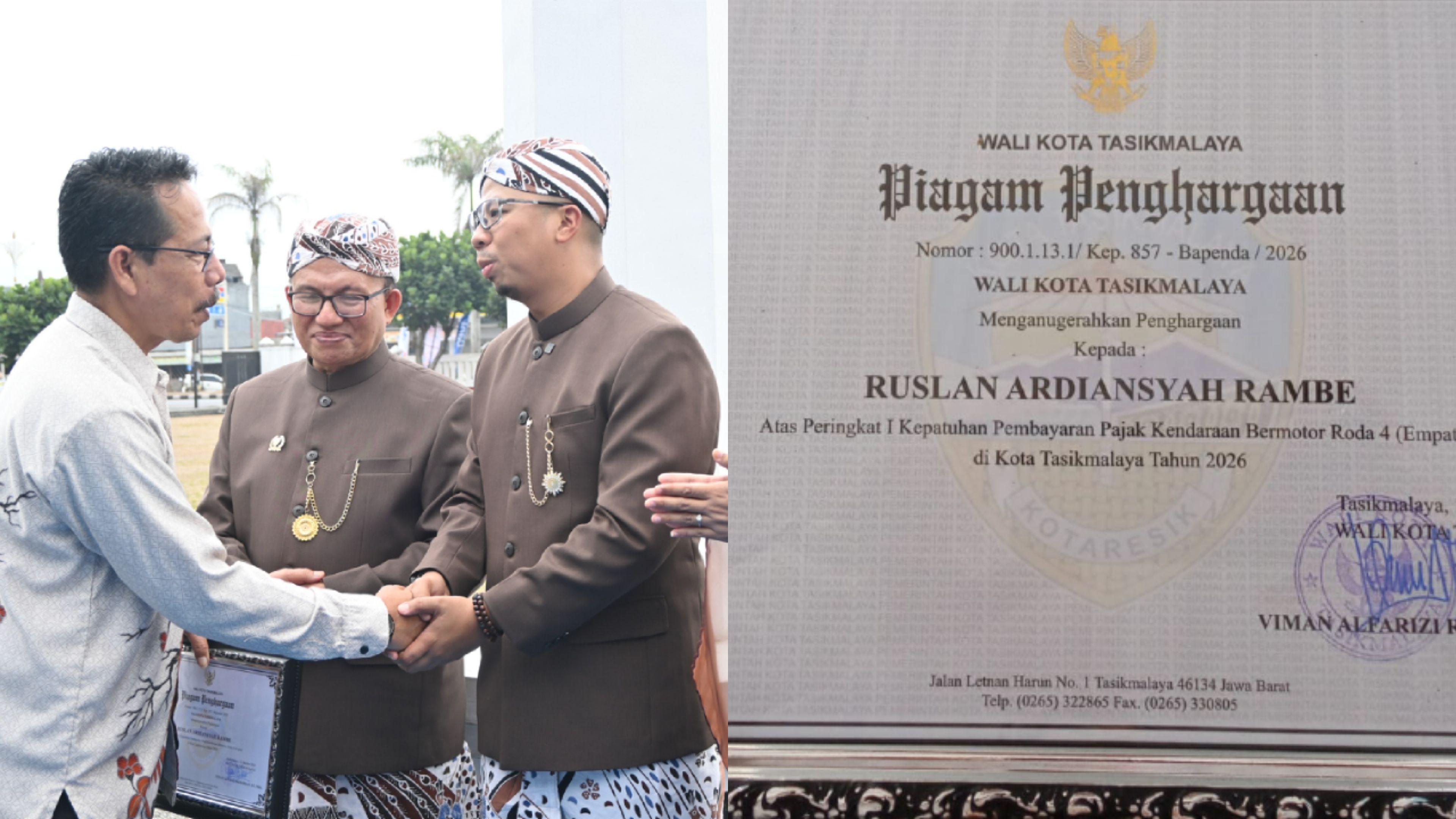 Taat Pajak, Kadister Lanud Wiriadinata Raih Penghargaan Peringkat I dari Wali Kota Tasikmalaya