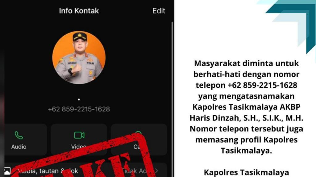 Awas! Modus Penipuan Melalui WhatsApp Mengatasnamakan Kapolres Tasikmalaya