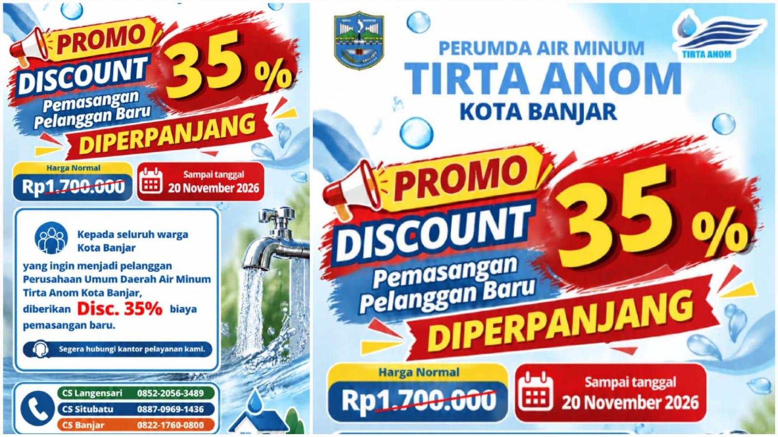 Bantu Akses Air Bersih Warga, Perumdam Tirta Anom Banjar Perpanjang Promo Diskon 35 Persen Pemasangan Sambungan Baru