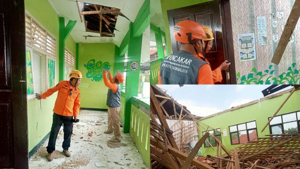 BPBD Asesmen Atap Roboh di SMPN 17 Tasikmalaya, Kerugian Capai Ratusan Juta Rupiah