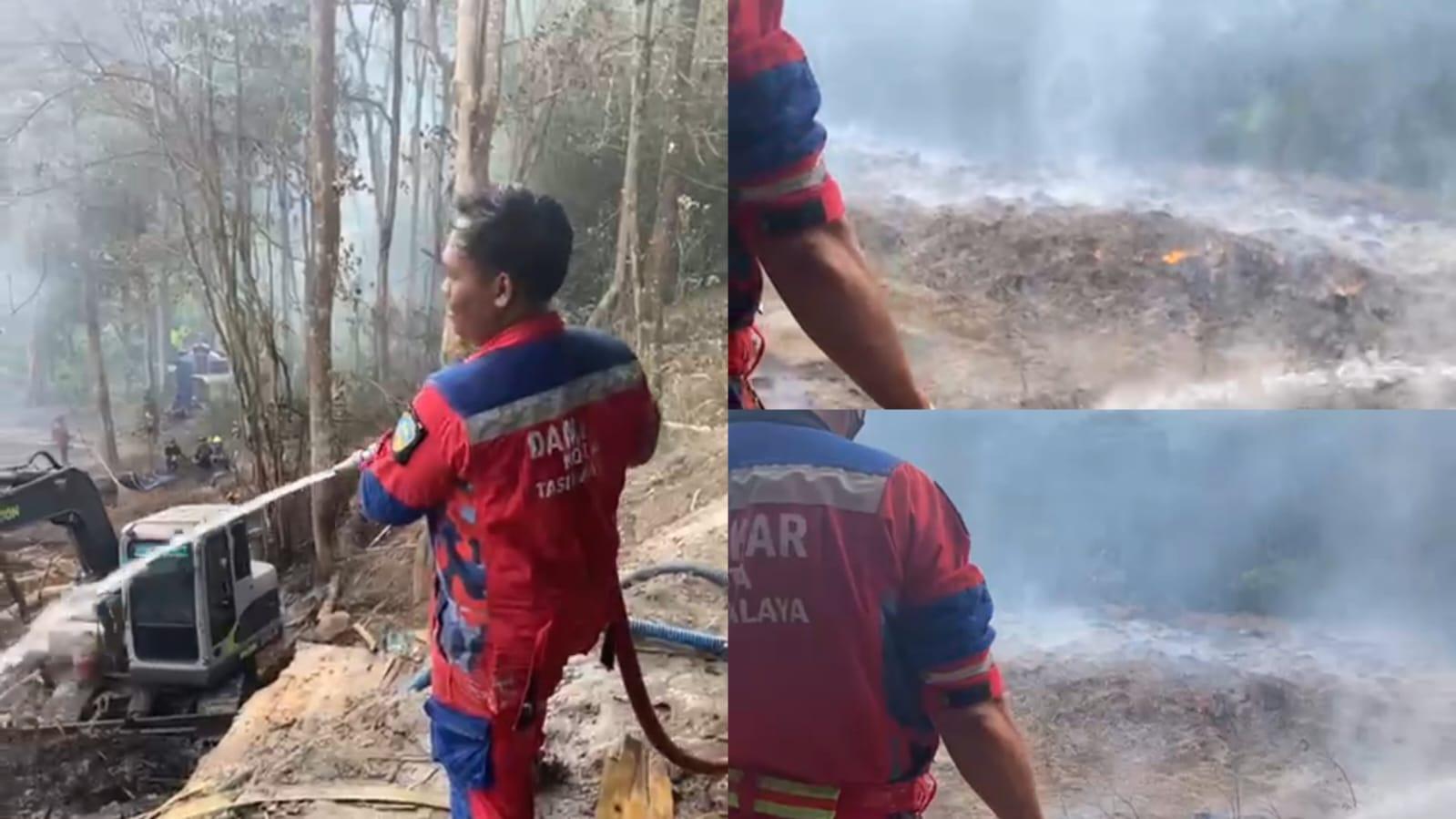 Dua Malam Satu Hari Berjibaku, Petugas Masih Tangani Kebakaran Lahan Limbah Kayu Pabrik di Kawalu Tasikmalaya