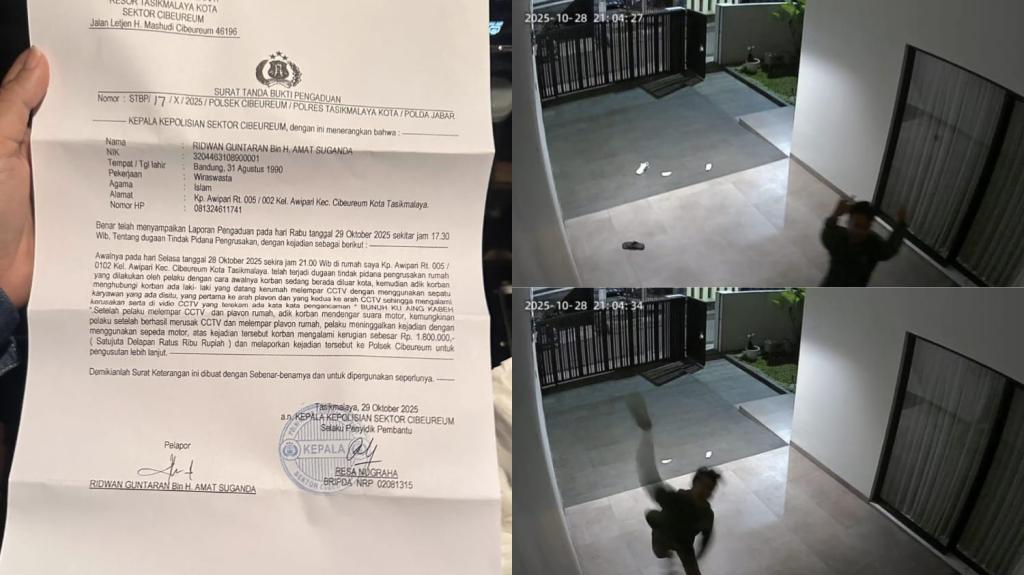 Heboh, Pria Teror Rumah Warga di Tasikmalaya Terekam CCTV, Korban Laporkan ke Polisi
