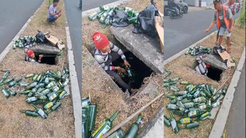 Wow! Ratusan Botol Bekas Miras Ditemukan di Gorong-gorong Median Jalan HZ Mustofa Kota Tasikmalaya
