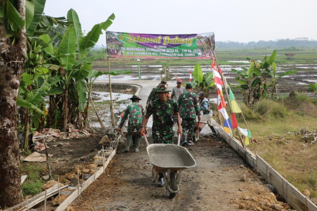 TMMD ke-126 di Ciamis Rampungkan Pembangunan Rabat Beton Kedua di Desa Sukamulya