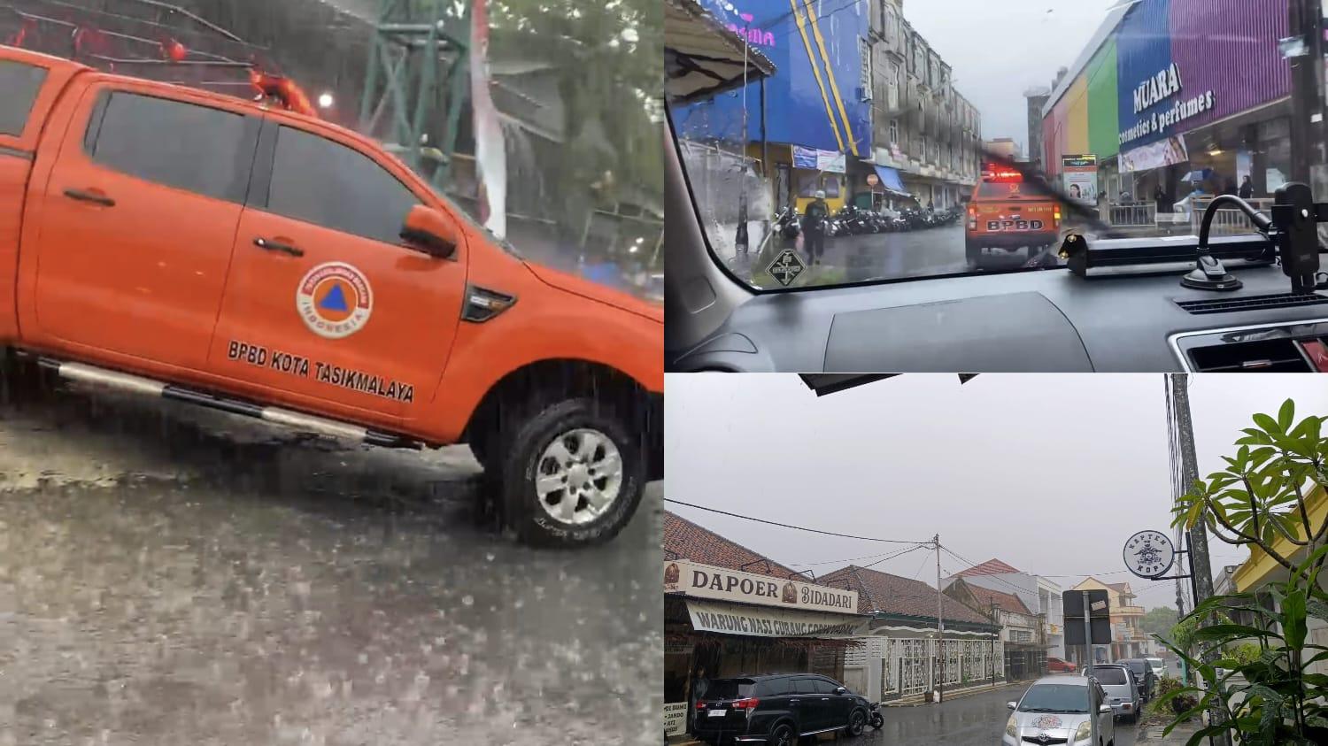 Kota Tasikmalaya Dilanda Hujan Deras Disertai Angin Kencang, BPBD Siaga dan Lakukan Patroli