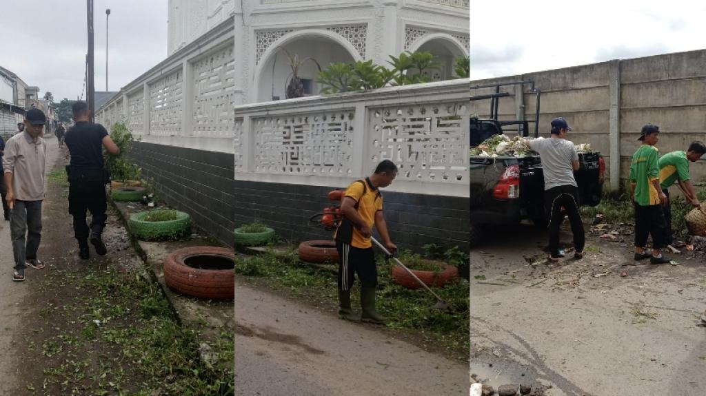 Warga RW 18 Cilembang Tasikmalaya Sinergi dengan TNI-Polri, Gotong Royong Bersihkan Sampah di Jalan Pertanian