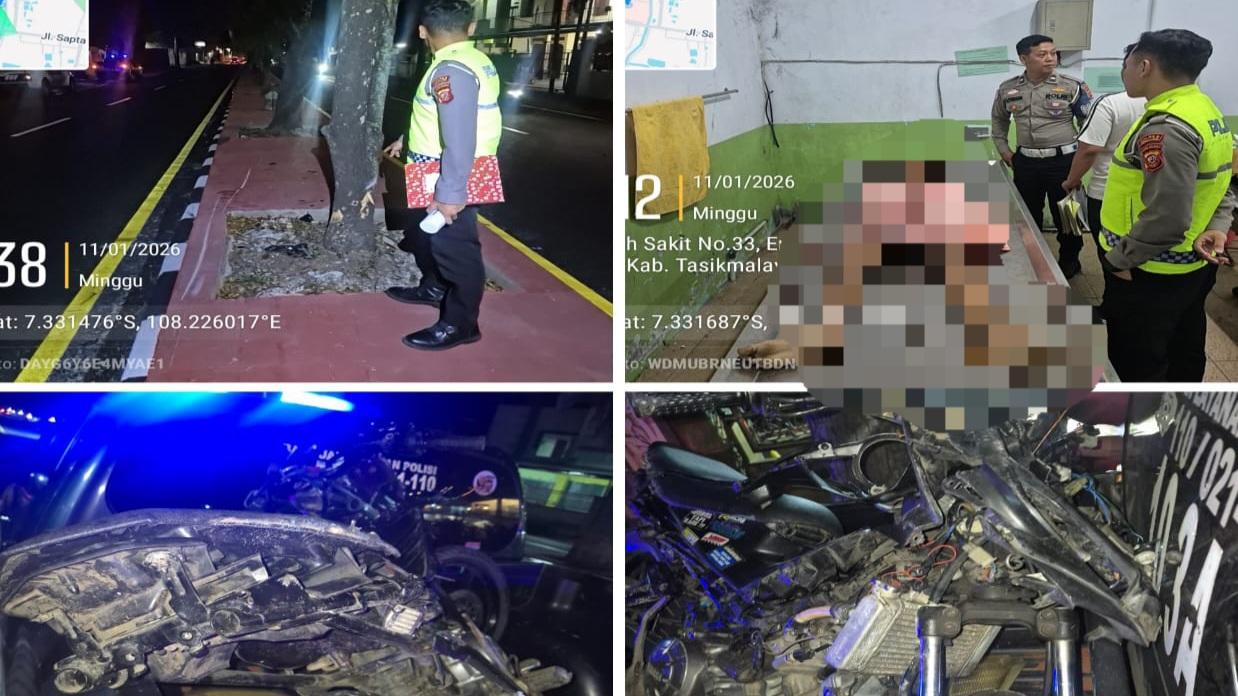 Kecelakaan Tunggal di Jalan Letjen Mashudi Tasikmalaya, Pengendara Motor Tanpa Identitas Tewas