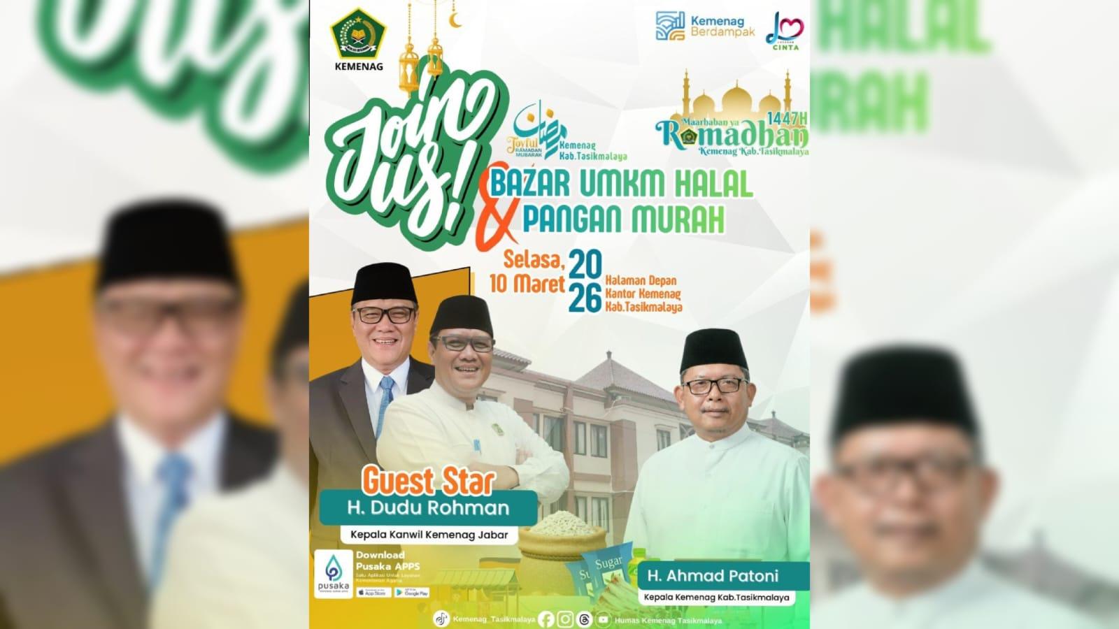 Kemenag Kabupaten Tasikmalaya Gelar Bazar UMKM Halal dan Pangan Murah, Catat Waktunya!