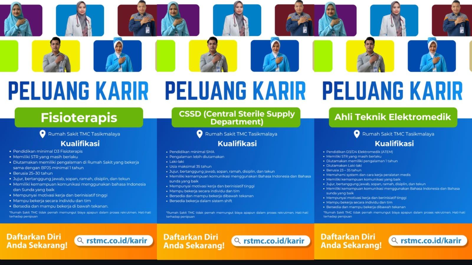 RS TMC Tasikmalaya Buka Lowongan Kerja untuk Fisioterapis, CSSD, hingga Elektromedik