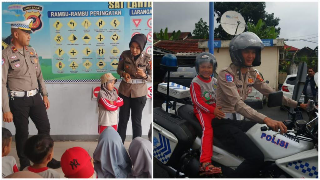 Serunya Siswa PAUD Kober Al Kautsar Cipaku Saat Jajal Moge di Mapolres Ciamis