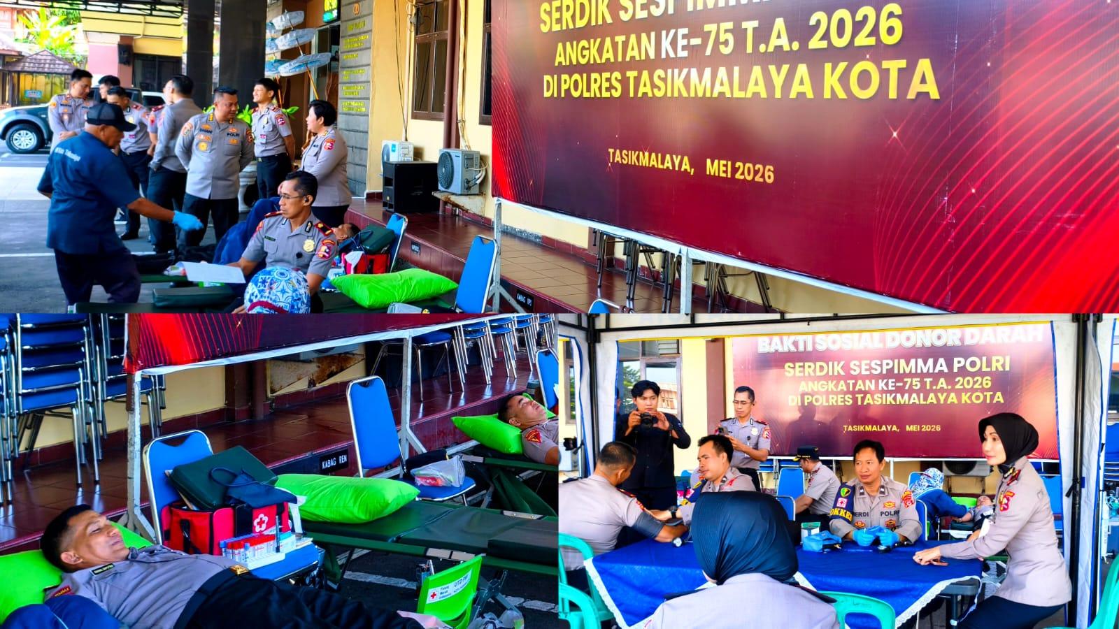Serdik Sespimma Polri angkatan 75 TA 2026 Gelar Baksos Donor Darah di Tasikmalaya