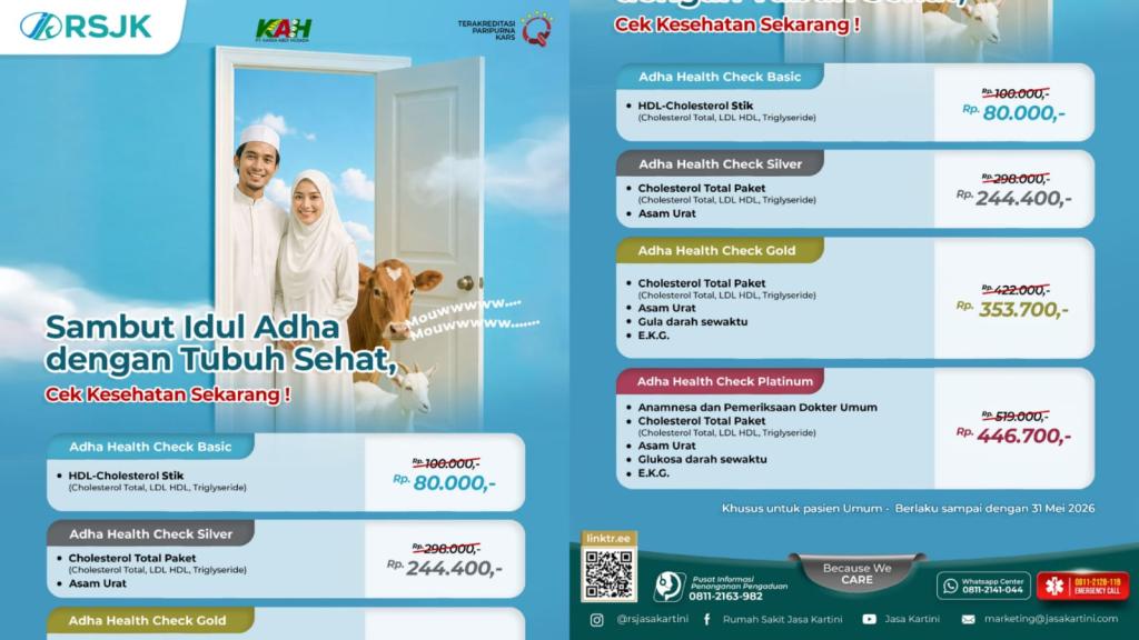 Sambut Iduladha 2026, RS Jasa Kartini Tasikmalaya Hadirkan Promo Paket Cek Kesehatan Mulai Rp200 Ribuan