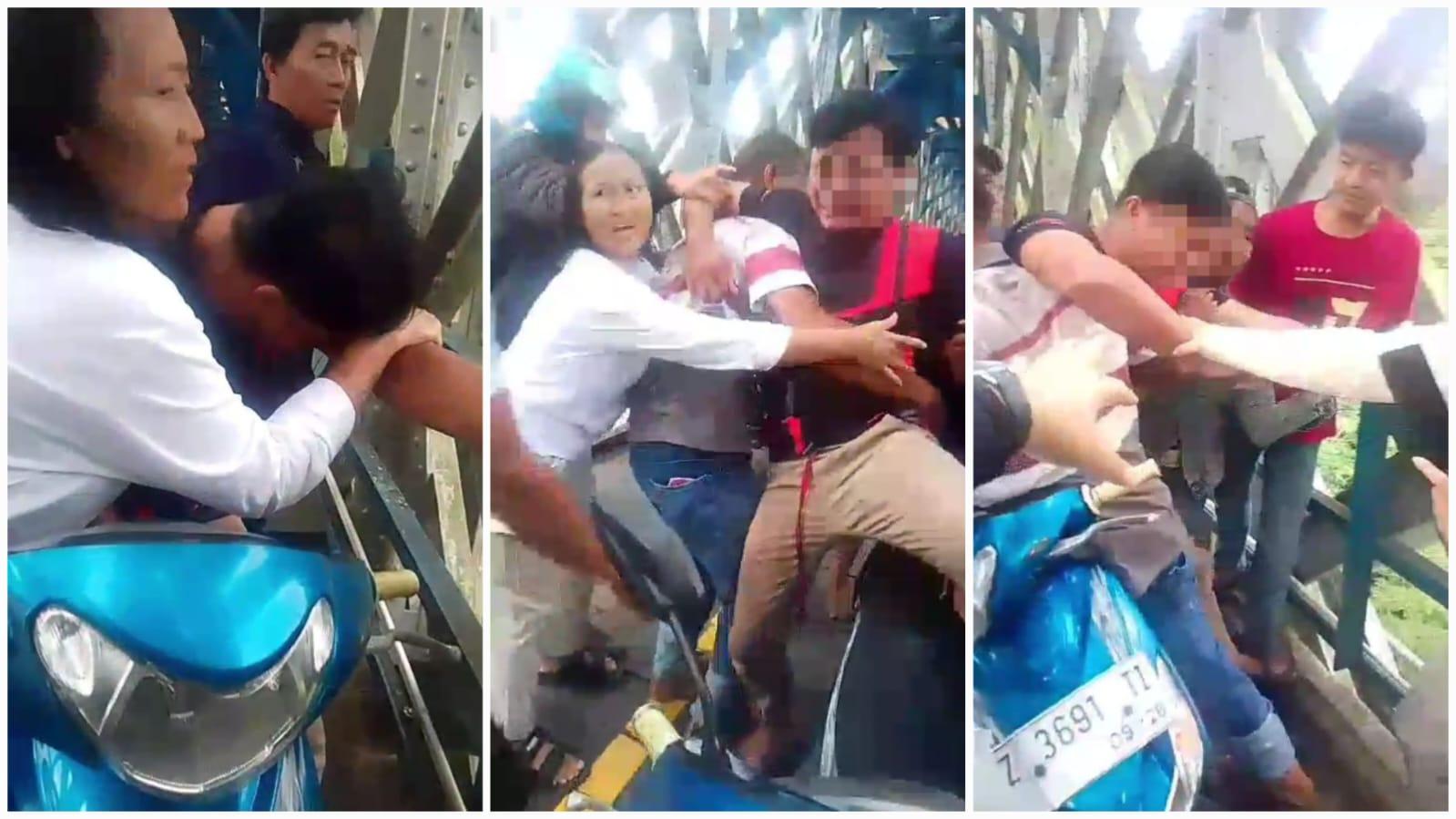 Detik-Detik Mencekam Video Amatir Warga Gagalkan Aksi Pria yang Nyaris Lompat di Jembatan Cirahong
