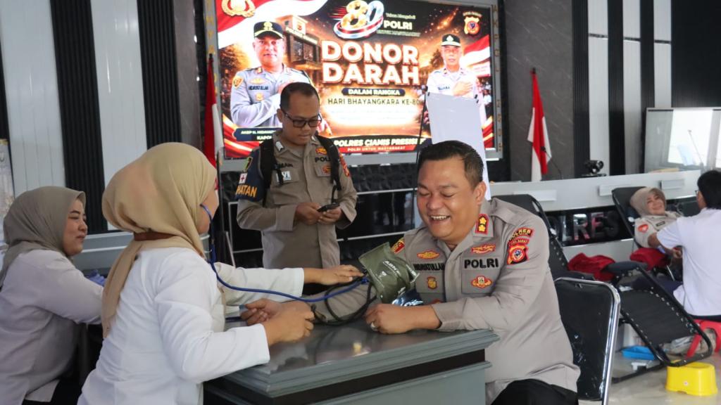 Sambut Hari Bhayangkara ke-80, Polres Ciamis Gelar Bakti Kesehatan Donor Darah
