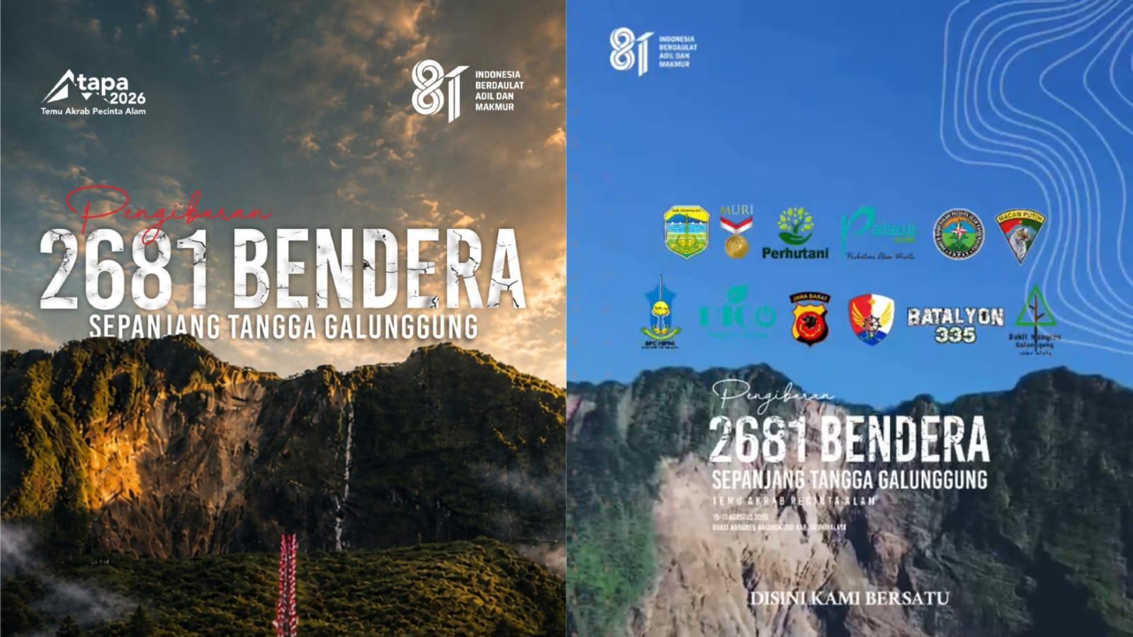 Ribuan Pecinta Alam Siap Bentangkan 2.681 Bendera Merah Putih di Kawah Galunggung Saat HUT Ke-81 RI