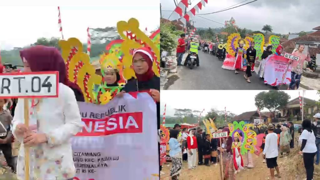 Warga Kampung Citamiang Tasikmalaya Meriahkan Karnaval HUT ke-81 RI, Tampilkan Kreativitas dan Semangat Persatuan