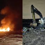 Eskavator Terbakar di TPA Ciangir, Damkar Kota Tasikmalaya Bergerak Cepat Cegah Api Meluas ke Tumpukan Sampah