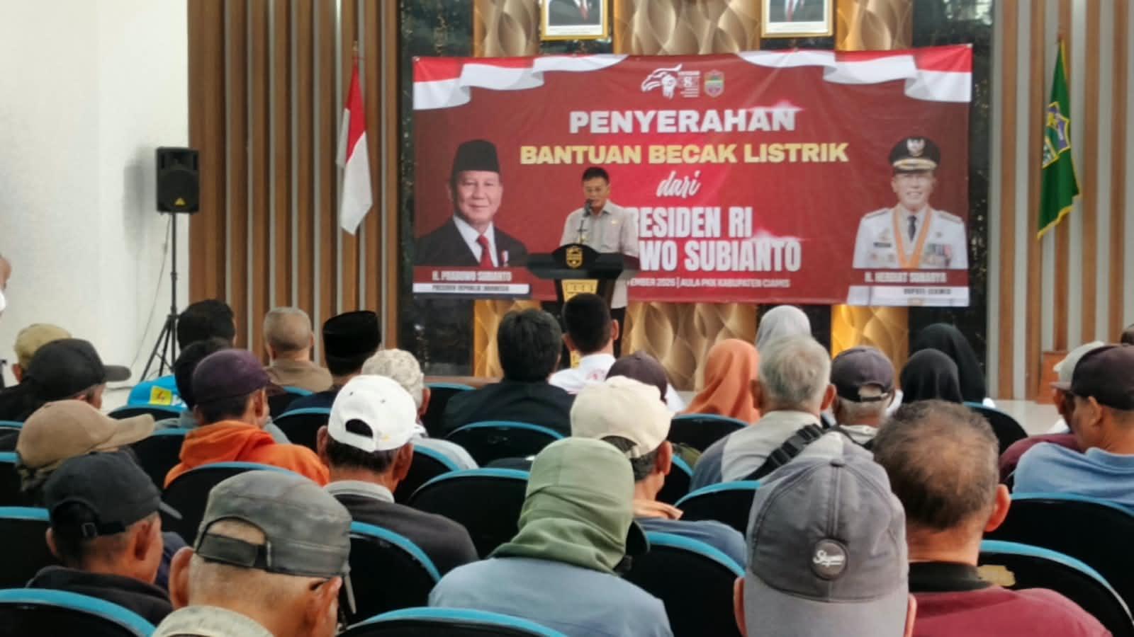 160 Becak Listrik Bantuan Presiden Prabowo Disalurkan di Ciamis, Ringankan Beban Pengayuh Becak Lansia