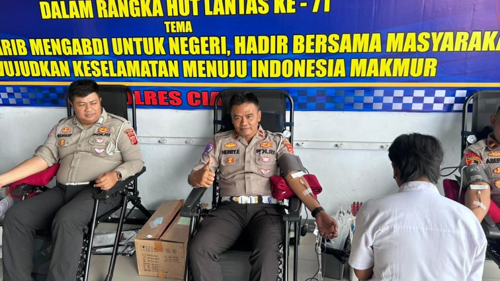 HUT Lalu Lintas ke-71, Satlantas Polres Ciamis Donorkan 36 Labu Darah untuk Masyarakat