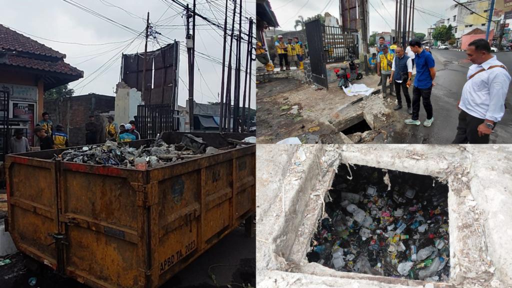 Wow! Petugas Gabungan Angkut Satu Kontainer Sampah dari Saluran Sungai Cikalang Cihideung