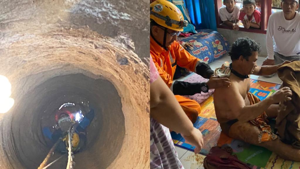 Terjatuh ke Sumur Sedalam 12 Meter, Warga Talagasari Berhasil Dievakuasi BPBD Kota Tasikmalaya