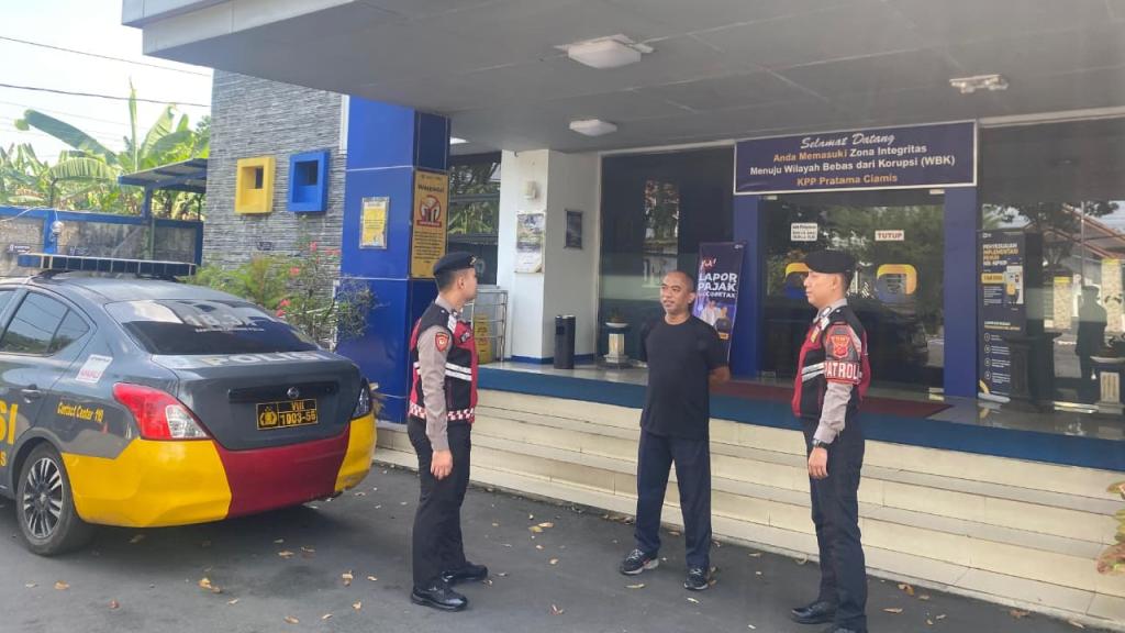 Jaga Objek Vital, Sat Samapta Polres Ciamis Intensifkan Patroli Dialogis dan Pembinaan Satpam Kantor Pajak