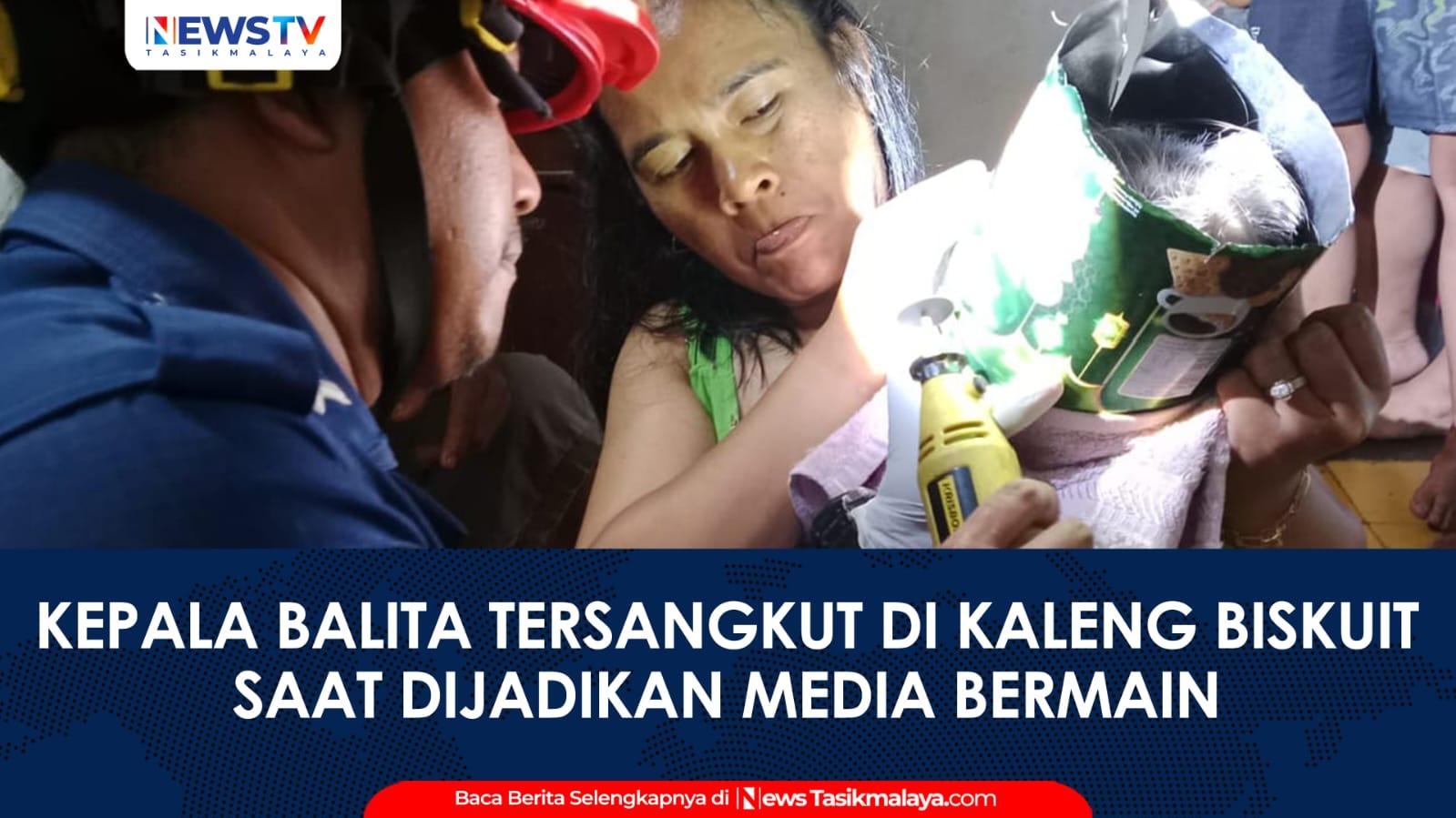 VIDEO: Kepala Balita di Ciamis Tersangkut Kaleng Biskuit, Petugas Damkar Turun Tangan