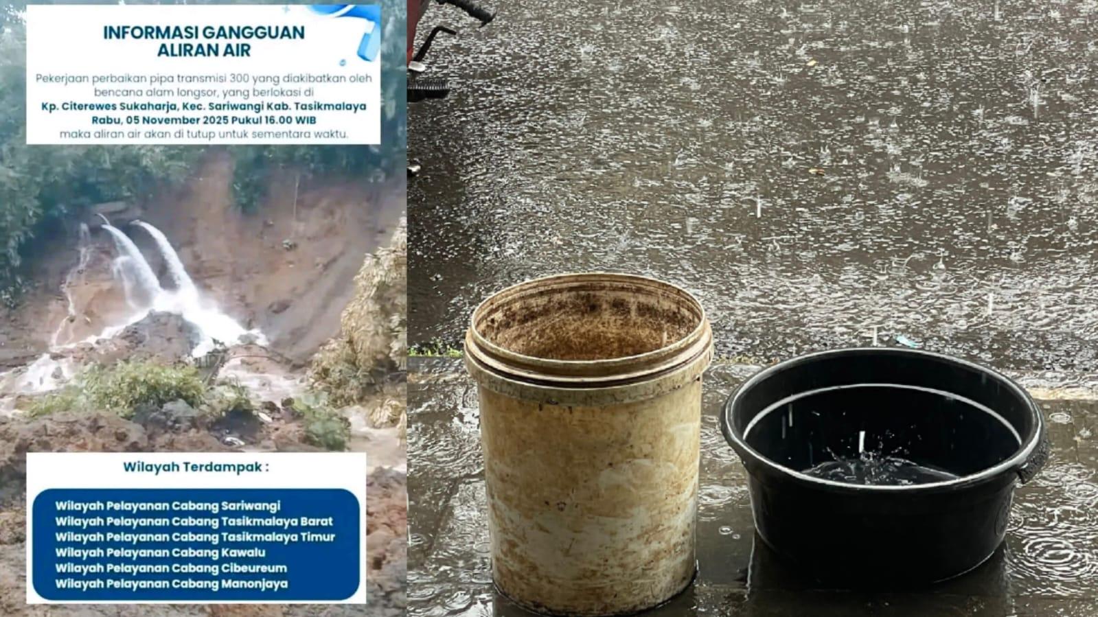 Longsor di Sariwangi Sebabkan Gangguan Air PDAM, Warga Terpaksa Gunakan Air Hujan