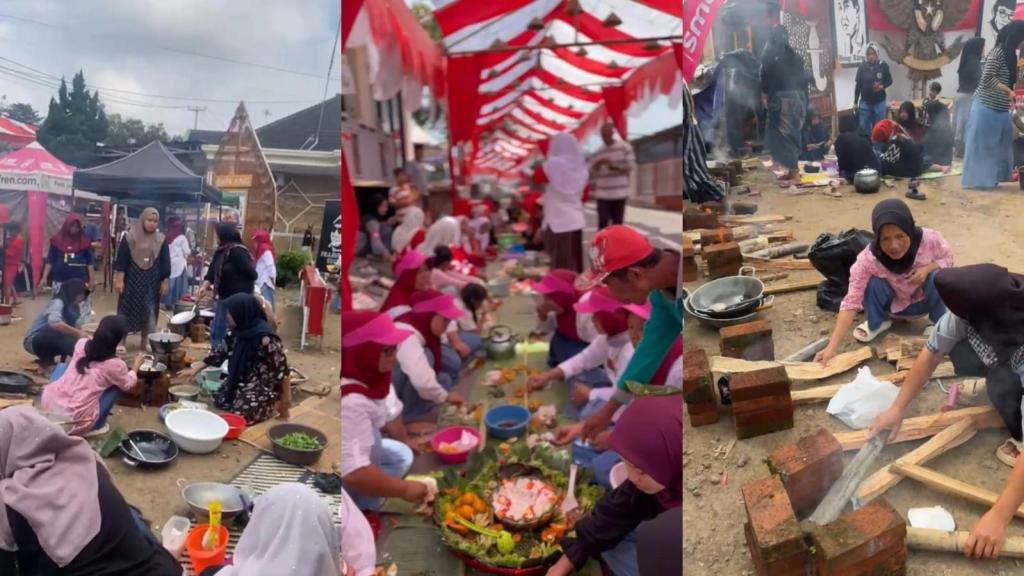 Meriahkan HUT ke-80 RI, Warga Cibahong Gelar Lomba Ngaliwet dan Makan Bersama di Bawah Lorong Merah Putih