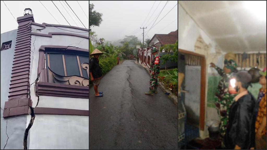 Pergeseran Tanah Terjang Dusun Jamuresi Ciamis,Tiga Rumah Rusak dan 17 Terancam