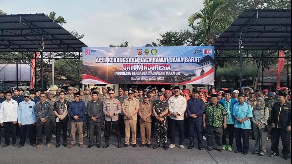 Perkuat Harkamtibmas, 400 Personel Gabungan Ikuti Apel Kebangsaan 'Jaga Rawat Jawa Barat' di Mapolres Banjar