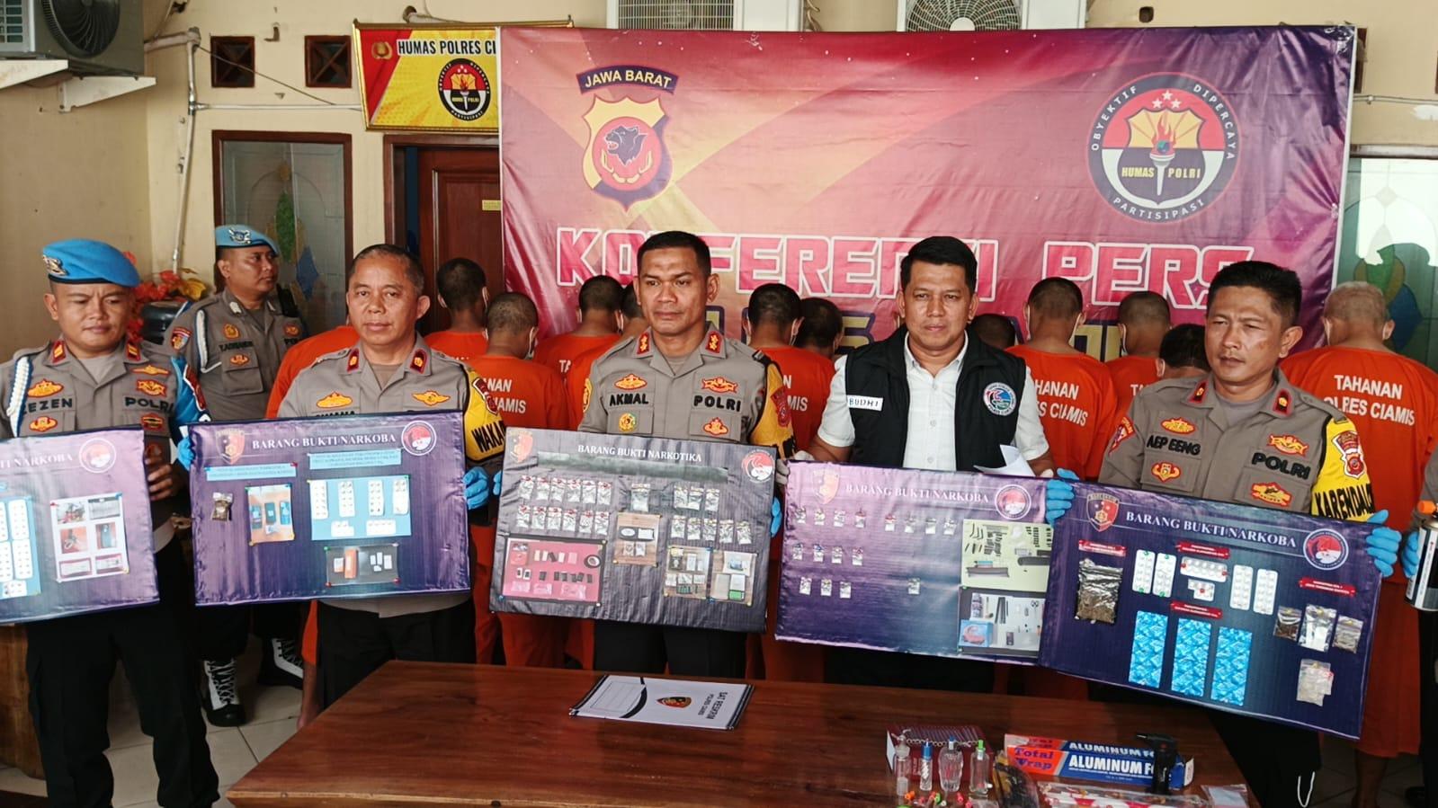Polres Ciamis Ungkap 18 Kasus Narkoba, 26 Tersangka Ditangkap