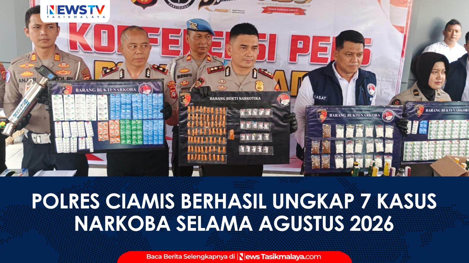 VIDEO: Polres Ciamis Ungkap 7 Kasus Narkoba Selama Agustus 2026, 11 Tersangka Diamankan dan 152 Knalpot Bising Ditindak