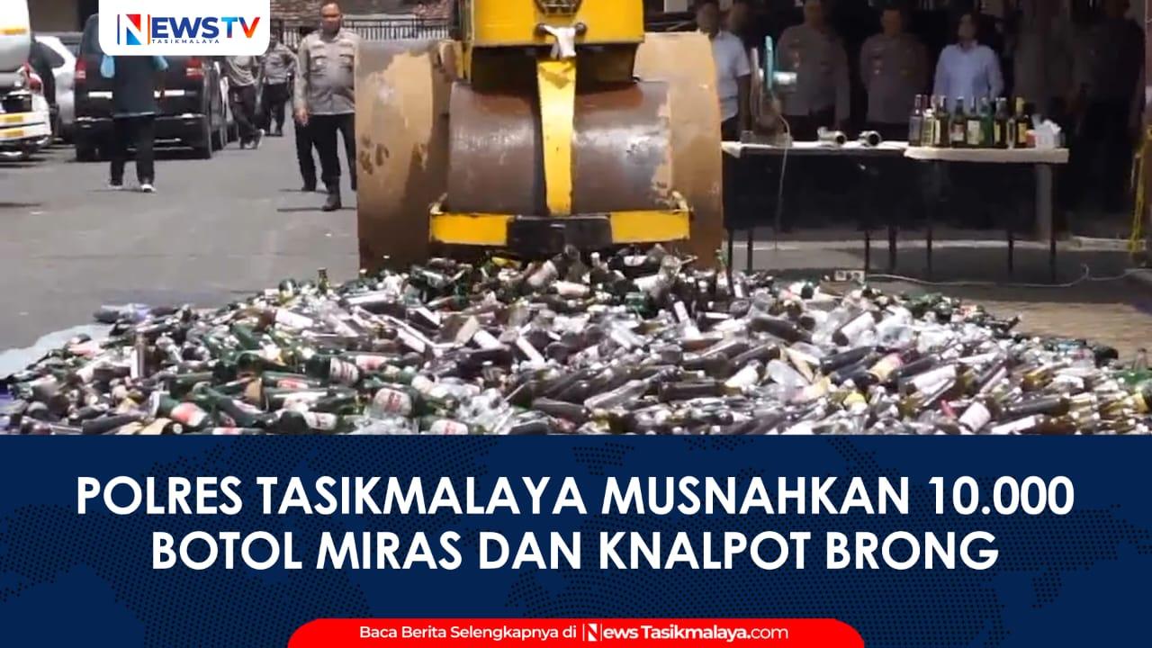VIDEO: Polres Tasikmalaya Musnahkan 10 Ribu Botol Miras dan 200 Knalpot Brong Jelang Nataru
