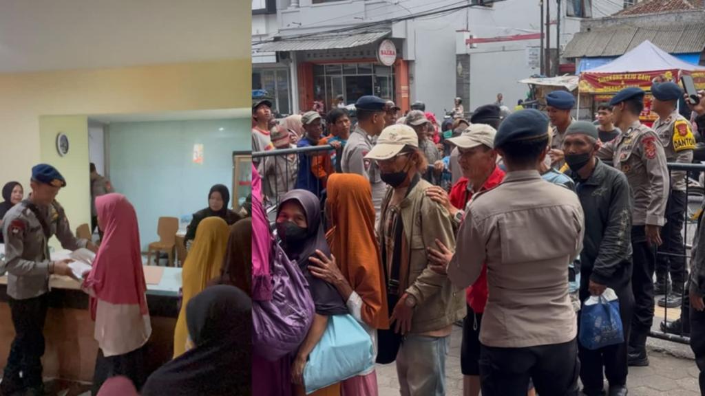 Polri Bersama Masyarakat, Brimob dan Yayasan Sijum Barakah Bagikan 250 Paket Beras dan Makanan Gratis di Tasikmalaya