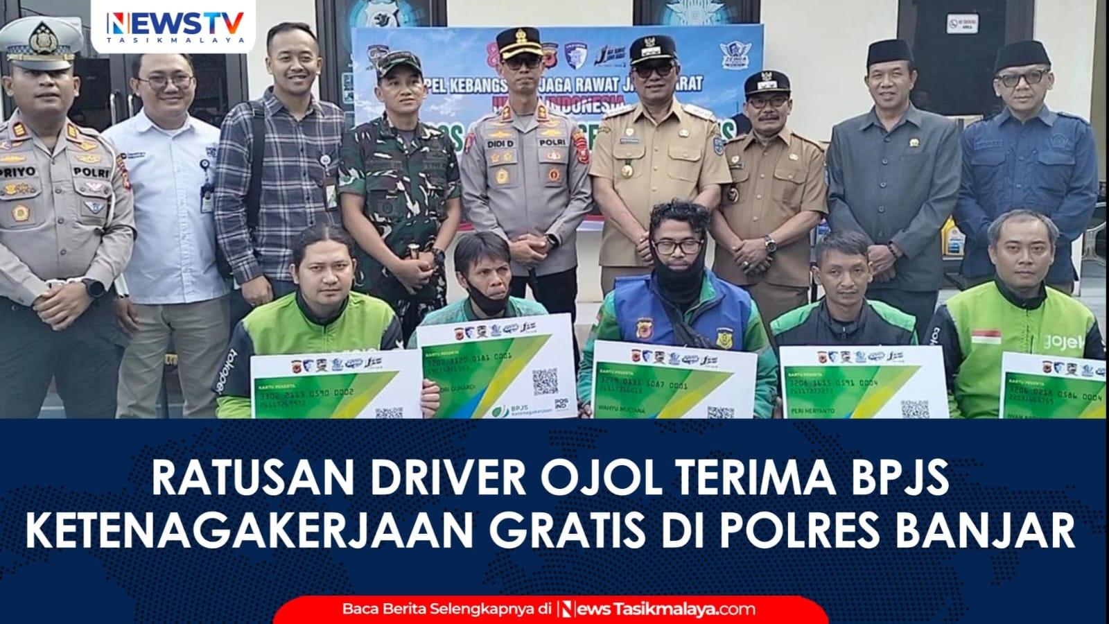 VIDEO: Ratusan Driver Ojol di Kota Banjar Terima BPJS Ketenagakerjaan Gratis, Polres Banjar Gandeng BPJS dan Pos Indonesia