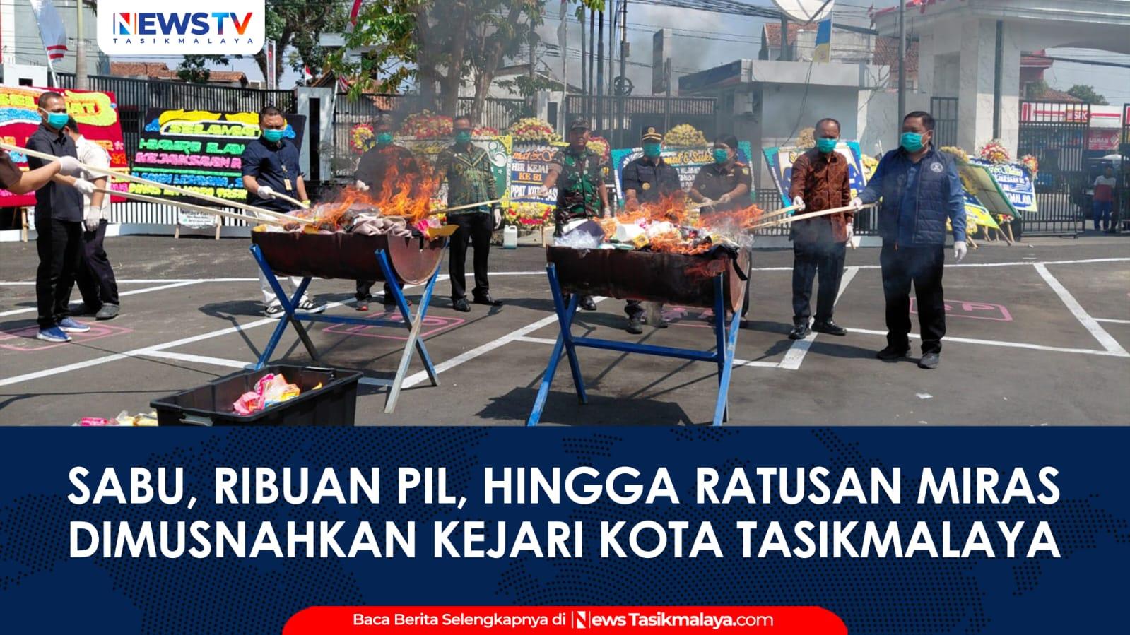 VIDEO: Sabu, Ribuan Pil Terlarang, Hingga Ratusan Botol Miras Dimusnahkan Kejari Kota Tasikmalaya