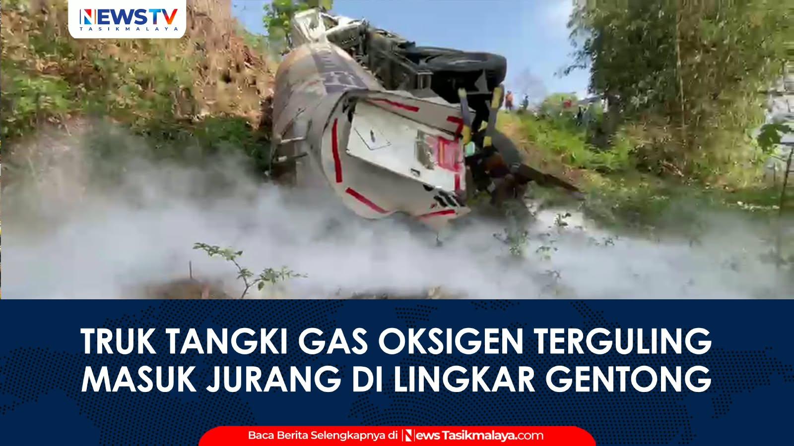 VIDEO: Truk Tangki Gas Oksigen Terguling Masuk Jurang di Lingkar Gentong Tasikmalaya