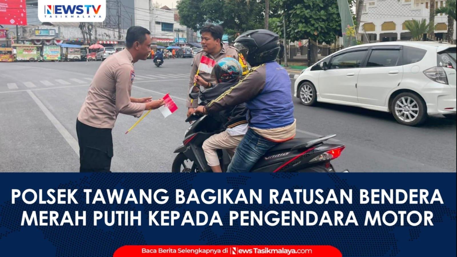 VIDEO: Tumbuhkan Patriotisme, Polsek Tawang Bagikan Ratusan Bendera Merah Putih kepada Pengendara di Depan Masjid Agung Tasikmalaya