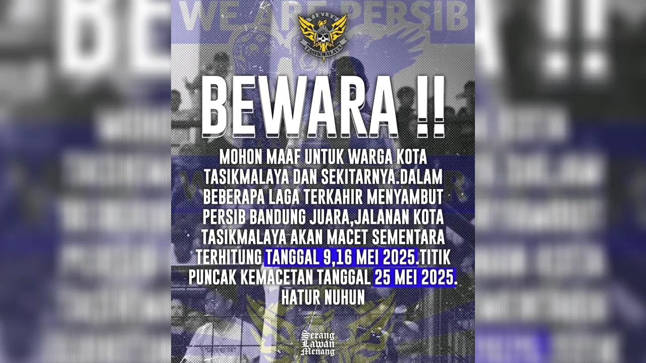 Jelang Puncak Perayaan Persib Juara, Warga Diimbau Waspadai Kemacetan di Kota Tasikmalaya